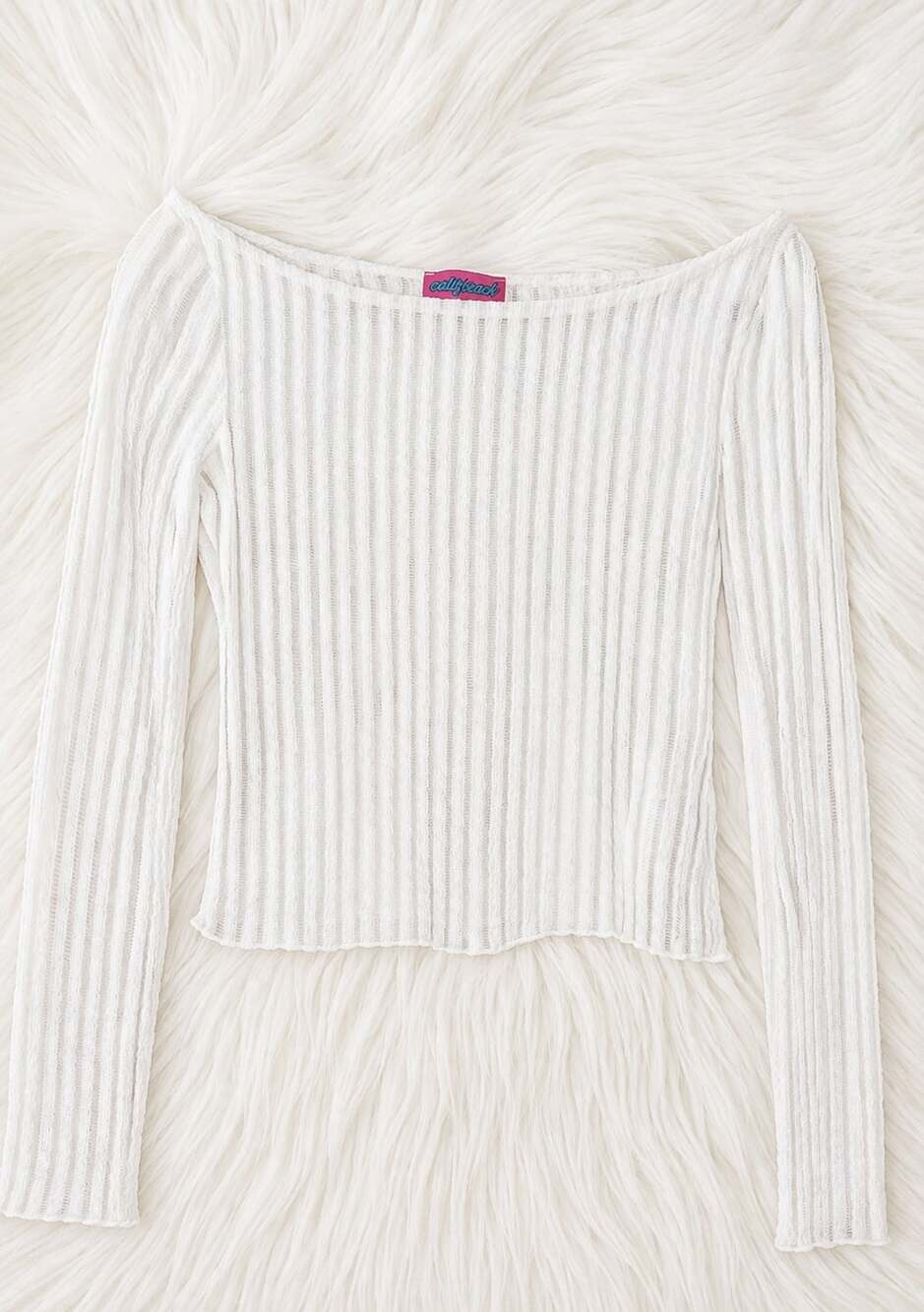 Edikted Textured Sheer Boat Neck Top